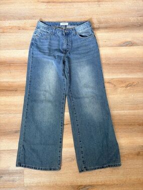 Wide Leg Women's Jeans - Blue